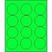 2 1/2 Round Fluorescent Green Labels for Laser Printers Inkjet Printers or Copier Machines. (GLC250FG)