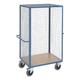 ROLLCART Gitter-Regalwagen 98x70 cm Holz-Ladefläche blau, 115x180x72 cm