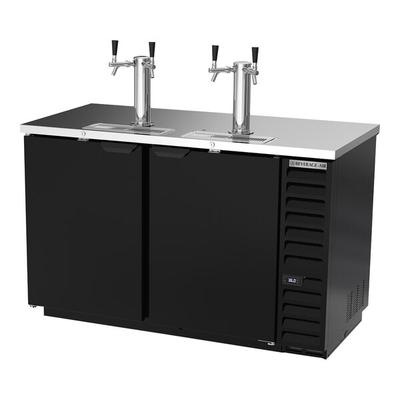 Beverage-Air DD58HC-1-B-ALT Black 1 Single and 1 Double Tap Kegerator Beer Dispenser with Right Side Compressor - (3) 1/2 Keg Capacity
