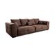 Cavadore Big Sofa Mavericco / Großes Sofa im modernen Design in Lederoptik / Inklusive Rückenkissen und Zierkissen / 287 x 69 x 108 cm (BxHxT) / Mikrofaser Dunkelbraun