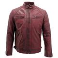 Infinity Men’s Retro Burgundy Leather Racing Biker Jacket 5XL