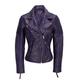 Ladies Women Vintage Style Soft Antique Washed Real Leather Biker Jacket Slim Fit Size in 6 Colours [Deep Purple,5XL-22]