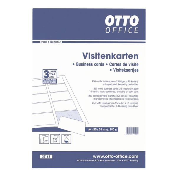 OTTO Office 250er-Pack Visitenkarten weiß, 8.5x5.4 cm Image