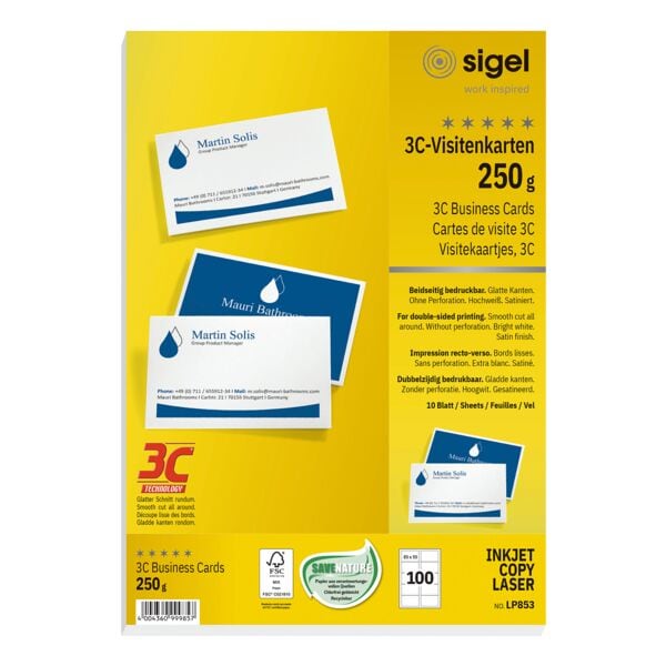 Sigel Visitenkarten LP853 weiß, 8.5x5.5 cm Image