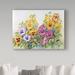Trademark Fine Art 'Amber Pansies' Graphic Art Print on Wrapped Canvas in Green/Pink/Yellow | 14 H x 19 W x 2 D in | Wayfair ALI30436-C1419GG