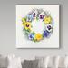 Trademark Fine Art 'Pansy Wreath' Acrylic Painting Print on Wrapped Canvas in Blue/Green/Yellow | 18 H x 18 W x 2 D in | Wayfair ALI30373-C1818GG
