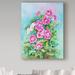 Trademark Fine Art 'Hot Pink Blush Geraniums' Graphic Art Print on Wrapped Canvas Metal in Blue/Green/Pink | 32 H x 24 W x 2 D in | Wayfair