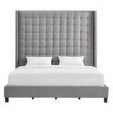 Zipcode Design™ Kaster Tufted Low Profile Platform Bed Upholstered/Linen in Brown | 83.46 H x 87.8 W x 87.59 D in | Wayfair