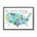 Harriet Bee Fenske United States Map Colored Typography Framed Art Wood in Blue | 20 H x 16 W x 1.5 D in | Wayfair 43074316D16C409FAB0760003572DD5D