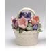 August Grove® North Attleborough Iris Basket Sculpture Porcelain/Ceramic in Green/Indigo/Pink | 3.75 H x 3.13 W x 3.75 D in | Wayfair