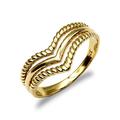 Jewelco London Ladies Solid 9ct Yellow Gold Twisted Edge Triple Wishbone Ring