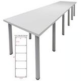 15' x 4' Standing Height Conference Table w/Round Post Legs