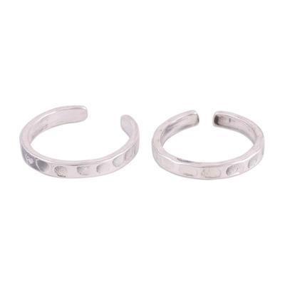 Dimple,'Lightly Oxidized Sterling Silver Toe Rings (Pair)'
