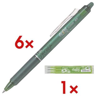 Pilot 6x Tintenroller »FriXion Clicker 0.7« inkl. 3er-Pack Tintenrollerminen »Frixion« grün Image
