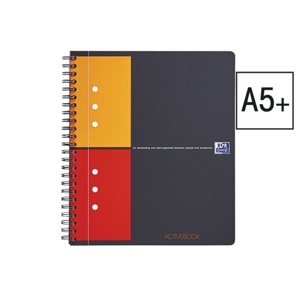 Oxford Business Collegeblock »International Activebook« A5+ kariert, mit Register schwarz