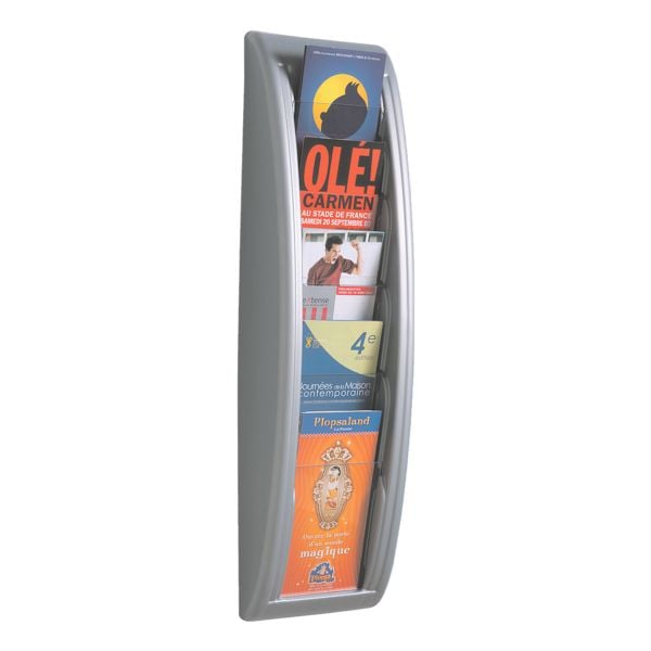 Paperflow Wand–Prospekthalter 5 Fächer »Din lang« silber, 18x65x9.5 cm Image