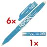 Pilot 6x Tintenroller »FriXion Ball 0.7« inkl. 3er-Pack Tintenrollerminen »Frixion« blau