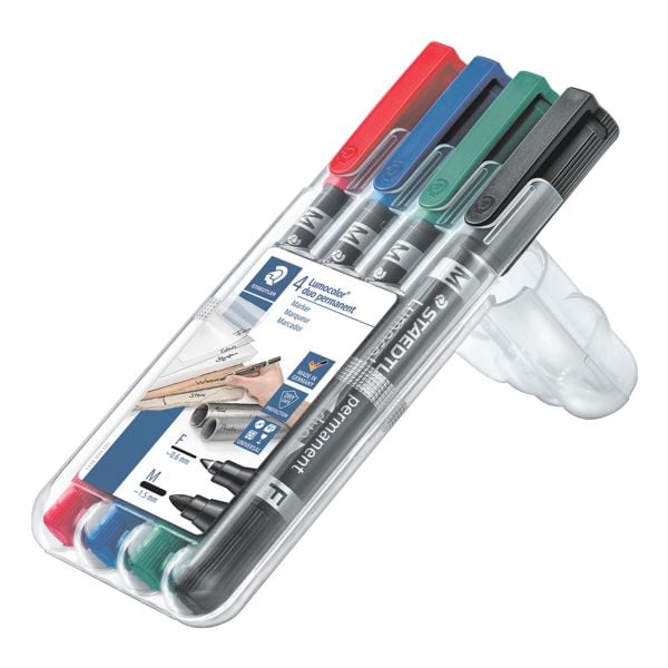 Staedtler 4er-Pack Permanent-Marker »Lumocolor permanent duo« rot Image