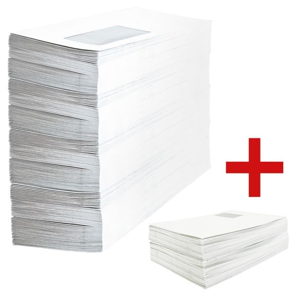 OTTO Office Briefumschläge DL mit Fenster und Selbstklebung inkl. Versandtaschen weiß, 22x11 cm