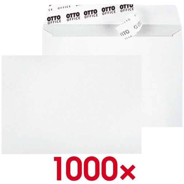 OTTO Office Briefumschläge C6 ohne Fenster mit Haftklebung - 1000 Stück weiß, 16.2x11.4 cm Image