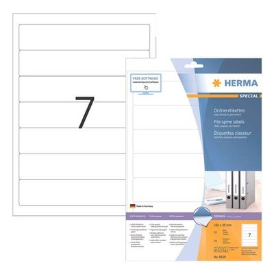Herma Selbstklebende Ordnerrücken–Etiketten 70 Stück »38x192 mm« weiß, 5 cm Image