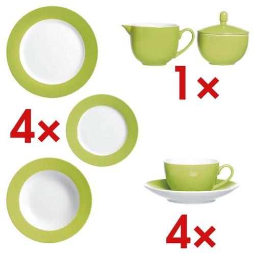 Tafelservice-Set »Doppio«, bestehend aus: 4 Speisetellern, 4 Kaffeetassen inkl. grün, Ritzenhoff & Breker, 27×3 cm