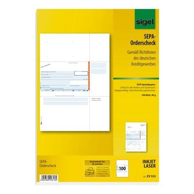 Sigel PC-SEPA-Orderscheck ZV535 weiß, 21x29.7 cm