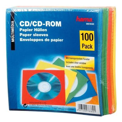 CD/DVD/Blu-ray-Papierhüllen - 100 Stück farbig blau, Hama, 12.5x12.5 cm