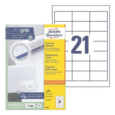 Avery Zweckform 2100er-Pack Universal Klebeetiketten »3670« weiß Image
