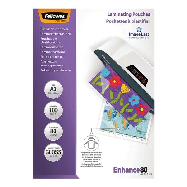 Fellowes Laminierfolien ImageLast A3 100 Stück 80 mic transparent, 30.3x42.6 cm Image