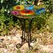 Hi-Line Gift Ltd. Floral Glass Butterfly Solar Lighted Birdbath Glass in Blue/Green/Yellow | 21 H x 18 W x 18 D in | Wayfair 78415-C