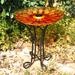 Hi-Line Gift Ltd. Floral Glass Solar Birdbath Glass in Yellow | 21 H x 18 W x 18 D in | Wayfair 78415-A