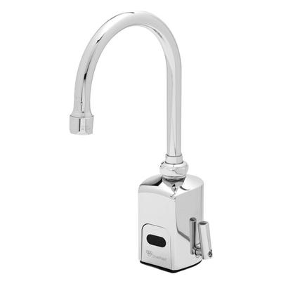 T&S EC-3130-XP-F10 Deck Mounted ChekPoint Hands-Free Sensor Faucet with Single Inlet, 5 11/16" Gooseneck Spout, 1 GPM Flow Regulator, Above Deck Mixing Handle, and Supply Lines