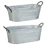 Gracie Oaks 2 Piece Galvanized Metal Bucket Set Metal in Gray | 10.5 D in | Wayfair 3DF20DB34ED442C5BE551364455FD372