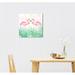 Bay Isle Home™ 'Flamingo Garden' Watercolor Painting Print on Wrapped Canvas Canvas, Wood in Green/Pink | 16 H x 16 W x 1.5 D in | Wayfair