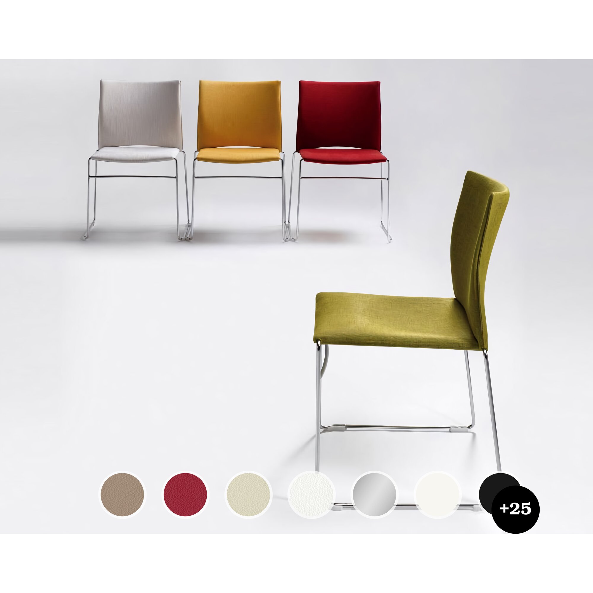 infiniti »WEB« Designer-Stuhl AC30 Weiss matt lackiert / Stoff Byte 707