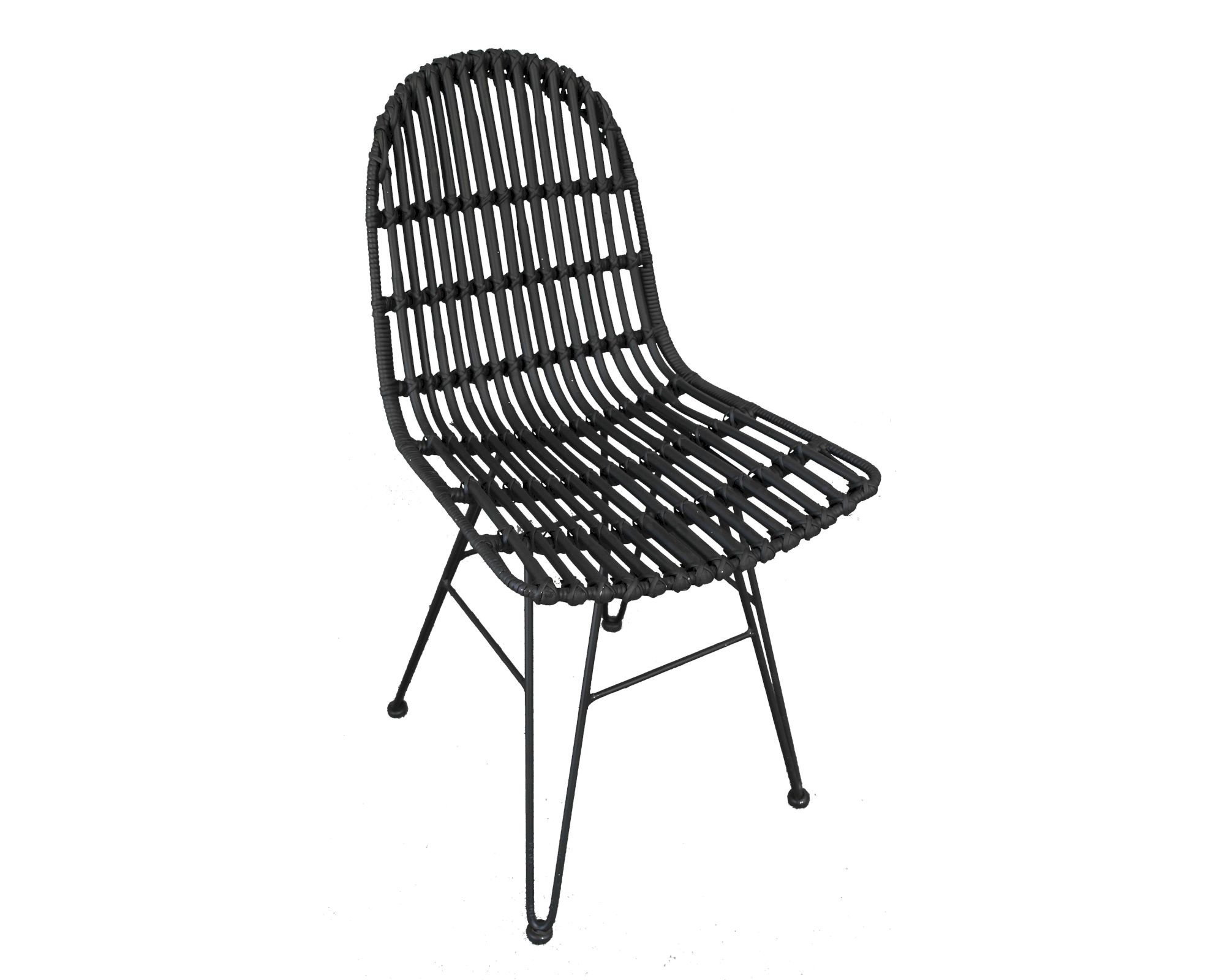 SIT Rattan Vintage Stuhl - ohne Armlehne Rattan schwarz lackiert