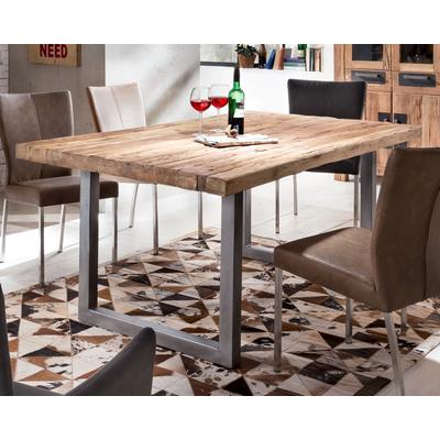 SIT Tops & Tables Esstisch Massivholz Teak 200x100 cm / Roheisen lackiert