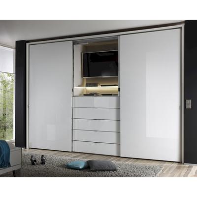 Staud »Alpin« Media Schwebetürenschrank 336 / 222 / Alpinweissglas / weiss Image