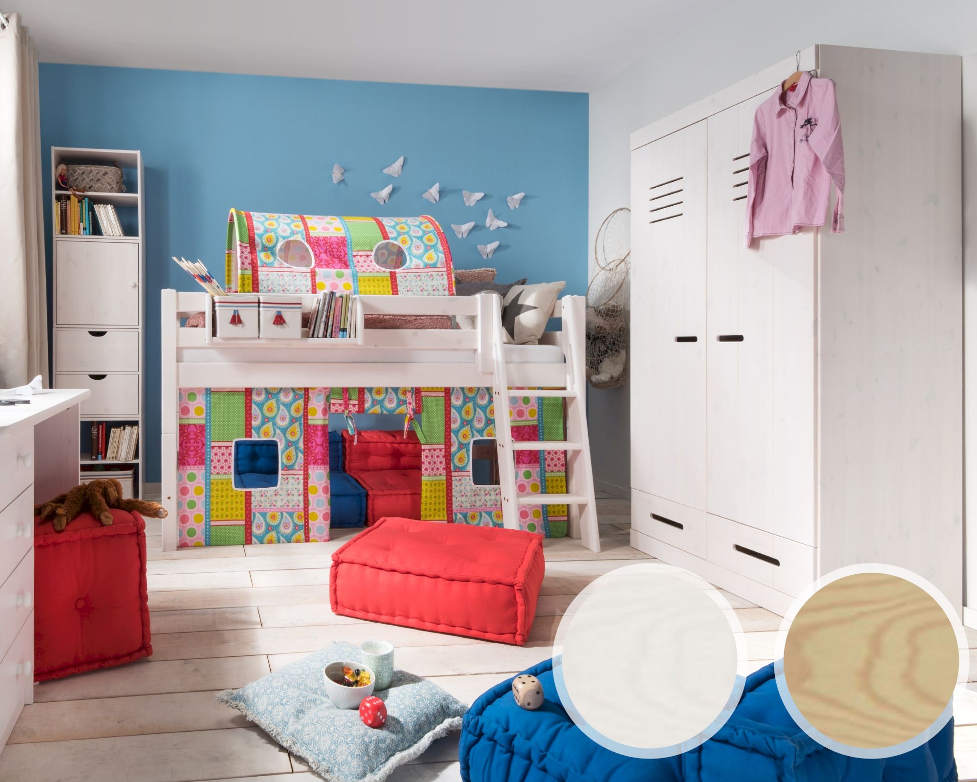 INFANSKIDS Kinder- und Jugendzimmer Kleiderschrank 3-türig / Kiefer weiss