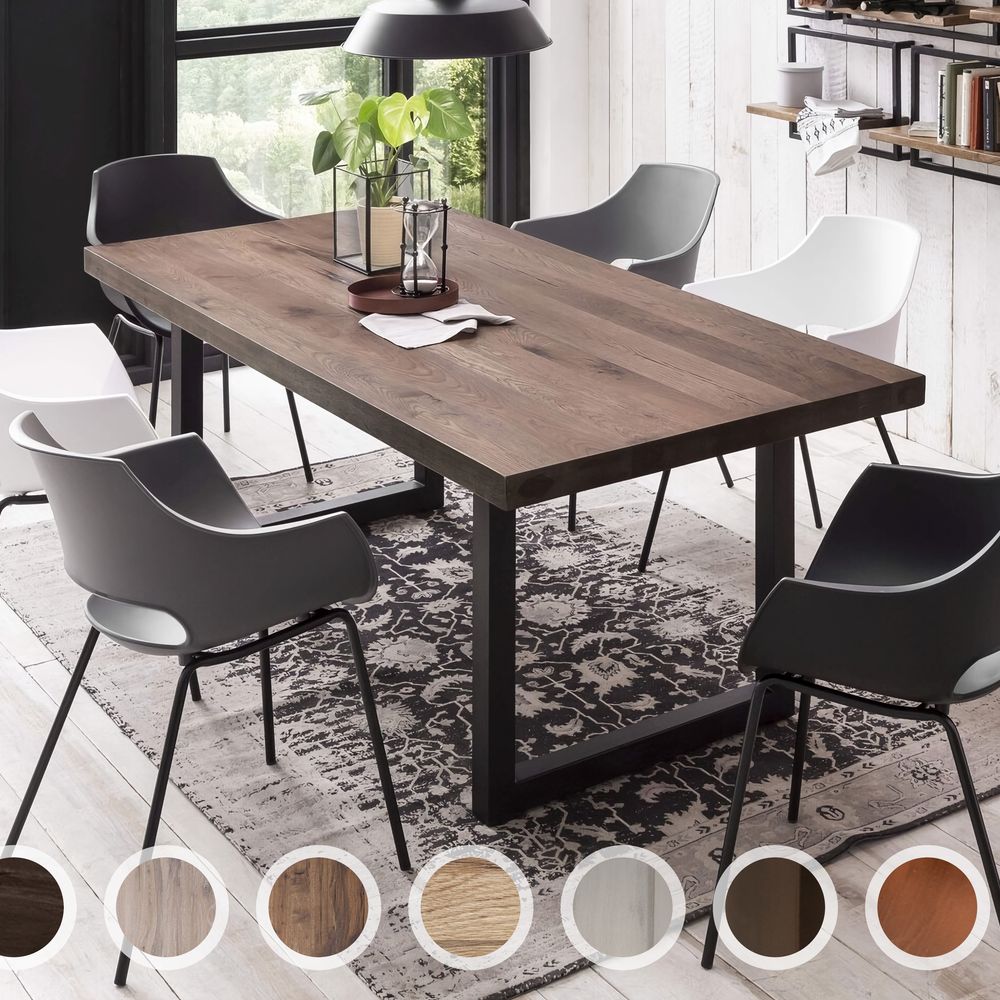 SIT Tops & Tables Esstisch Massivholz Timber ll Natur geölt / 200x100 cm / Eisen antikschwarz Image