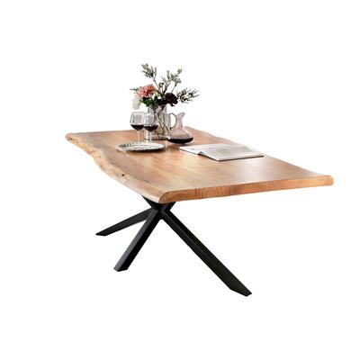 SIT Tops & Tables Massivholz Esstisch Futura 200x100 cm / Eisen antiksilber / 3,6 cm