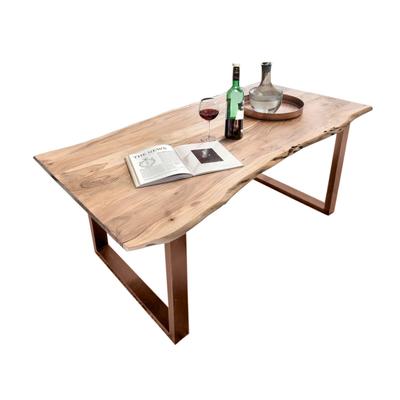 SIT Tops & Tables »Slim« Esstisch Massivholz Akazie Baumkante 180x90 cm / Eisen antikschwarz