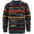 LOUDelephant Chunky Wool Knit Jumper - Abstract Blue Brown (X-Large)