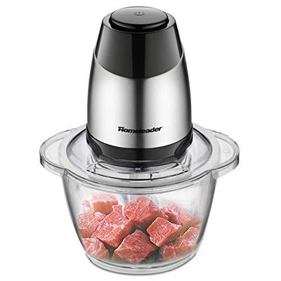 Electric Meat Processor, 2L Stainless Steel Food Processor, 8-Cup Food  Chopper with 4 Sharp Blades and Steel Bowl Meat Grinder for Meat, Onion