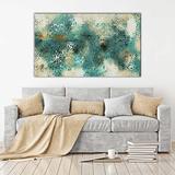 Wrought Studio™ 'Curral AQ' Graphic Art Print on Wrapped Canvas Metal in Blue/Green/White | 24 H x 40 W x 1.5 D in | Wayfair