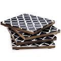 Red Barrel Studio® Moroccan 5 Piece Coaster Set w/ Holder Wood in Black/Brown/White | 1.77 H x 4.41 D in | Wayfair 46FED0DCEAF94455A2480C734847E72B