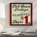 Red Barrel Studio® Pelley 'Club House Lounge Reserved Sign' Vintage Advertisement by Graffitee Studios on Wrapped Canvas in Black/Red | Wayfair