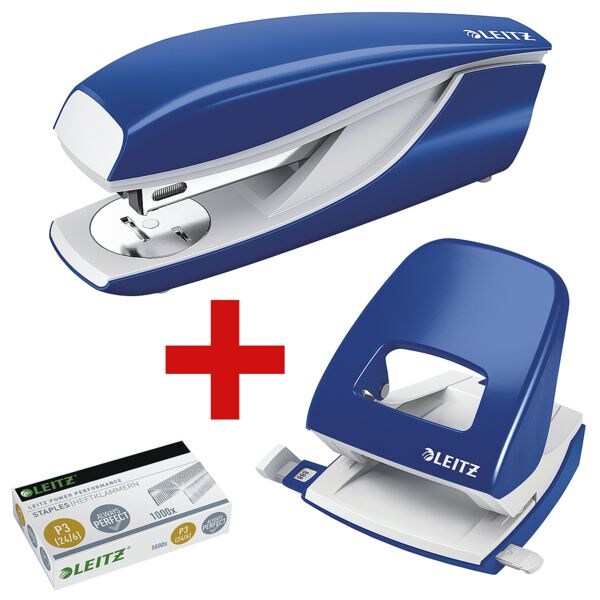 Leitz Tacker / Heftgerät »5502 NeXXt« inkl. Locher »5008 NeXXt« und Heftklammern »24/6 blau, 4x5.8x14.5 cm Image
