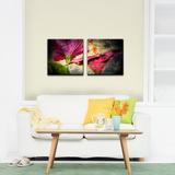 Bay Isle Home™ 'Hibiscus' - 2 Piece Wrapped Canvas Graphic Art Set Canvas in Gray/Pink | 16 H x 32 W x 1.5 D in | Wayfair